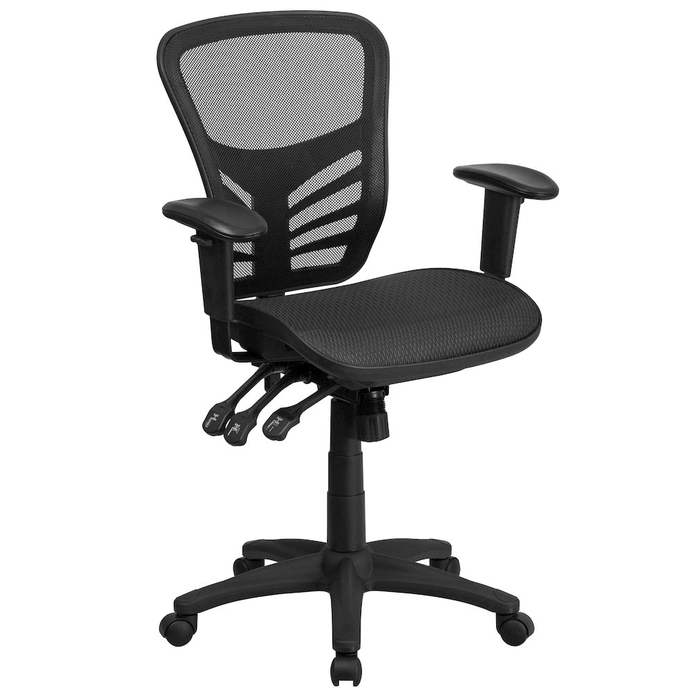 Mid-Back Black Mesh Multifunction Executive Swivel Office Chair