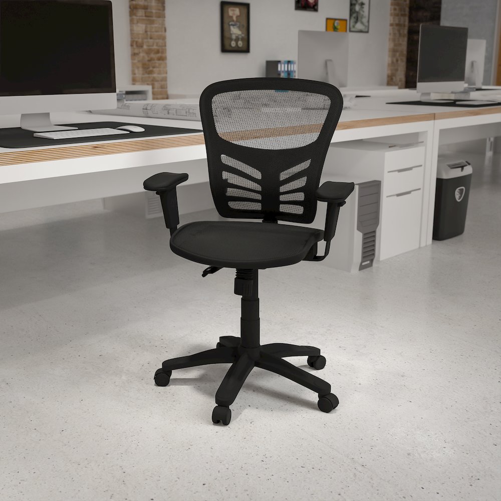 Mid-Back Black Mesh Multifunction Executive Swivel Office Chair