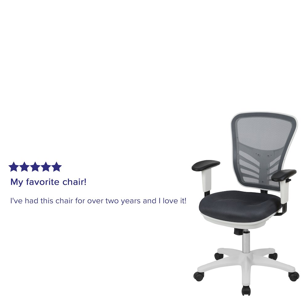 Mid-Back Dark Gray Mesh Swivel Office Chair and White Frame