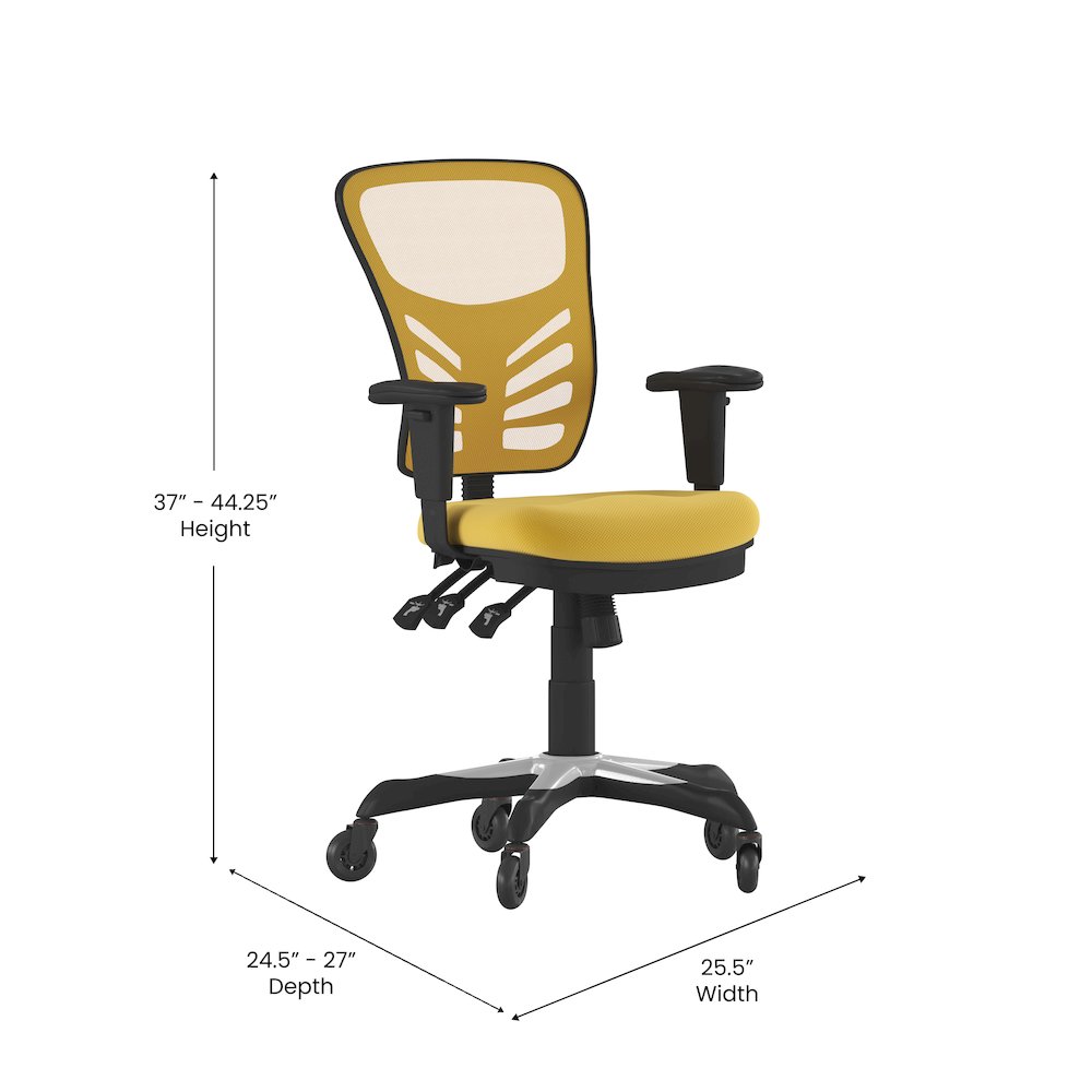 Mid-Back Yellow-Orange Mesh Multifunction Executive Swivel Office Chair