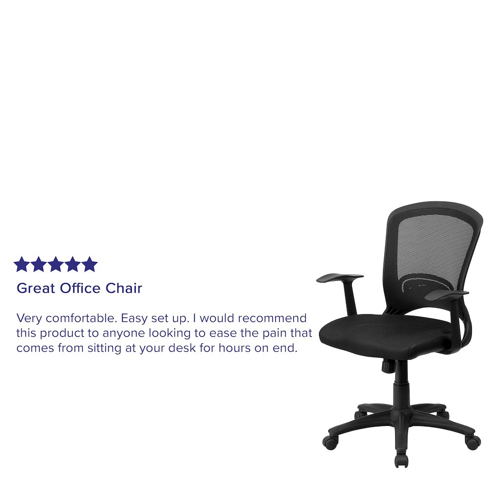 Mid-Back Designer Black Mesh Swivel Task Office Chair with Arms