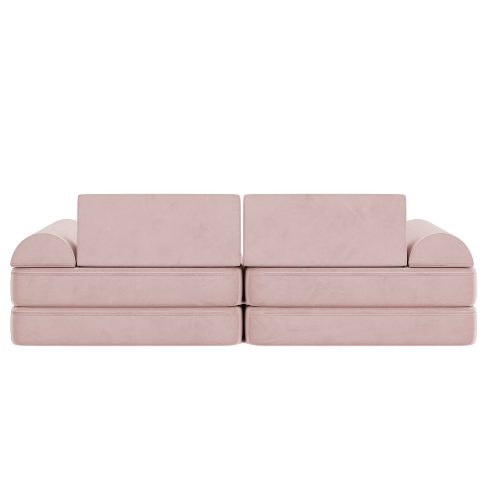 56″ Modular Kids Play Couch with 6 Soft Foam Sectional Sofa Pieces in Blush