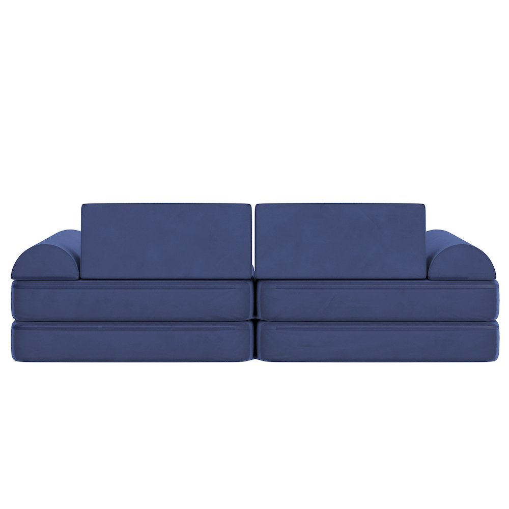56″ Modular Kids Play Couch with 6 Soft Foam Sectional Sofa Pieces in Blue