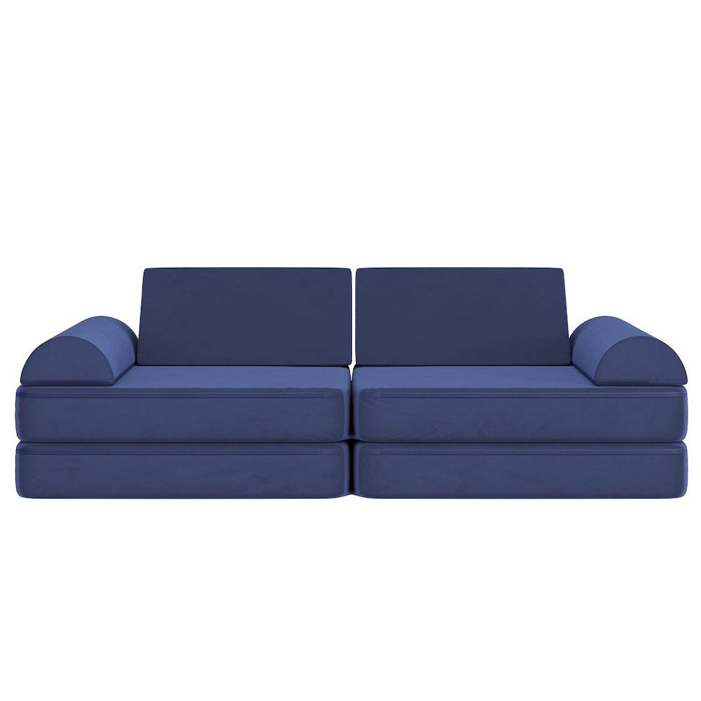 56″ Modular Kids Play Couch with 6 Soft Foam Sectional Sofa Pieces in Blue
