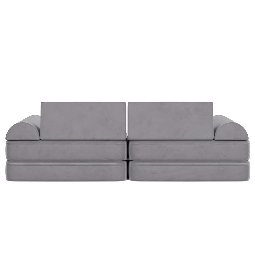 56″ Modular Kids Play Couch with 6 Soft Foam Sectional Sofa Pieces in Gray
