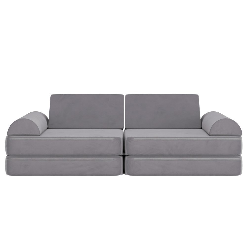 56″ Modular Kids Play Couch with 6 Soft Foam Sectional Sofa Pieces in Gray