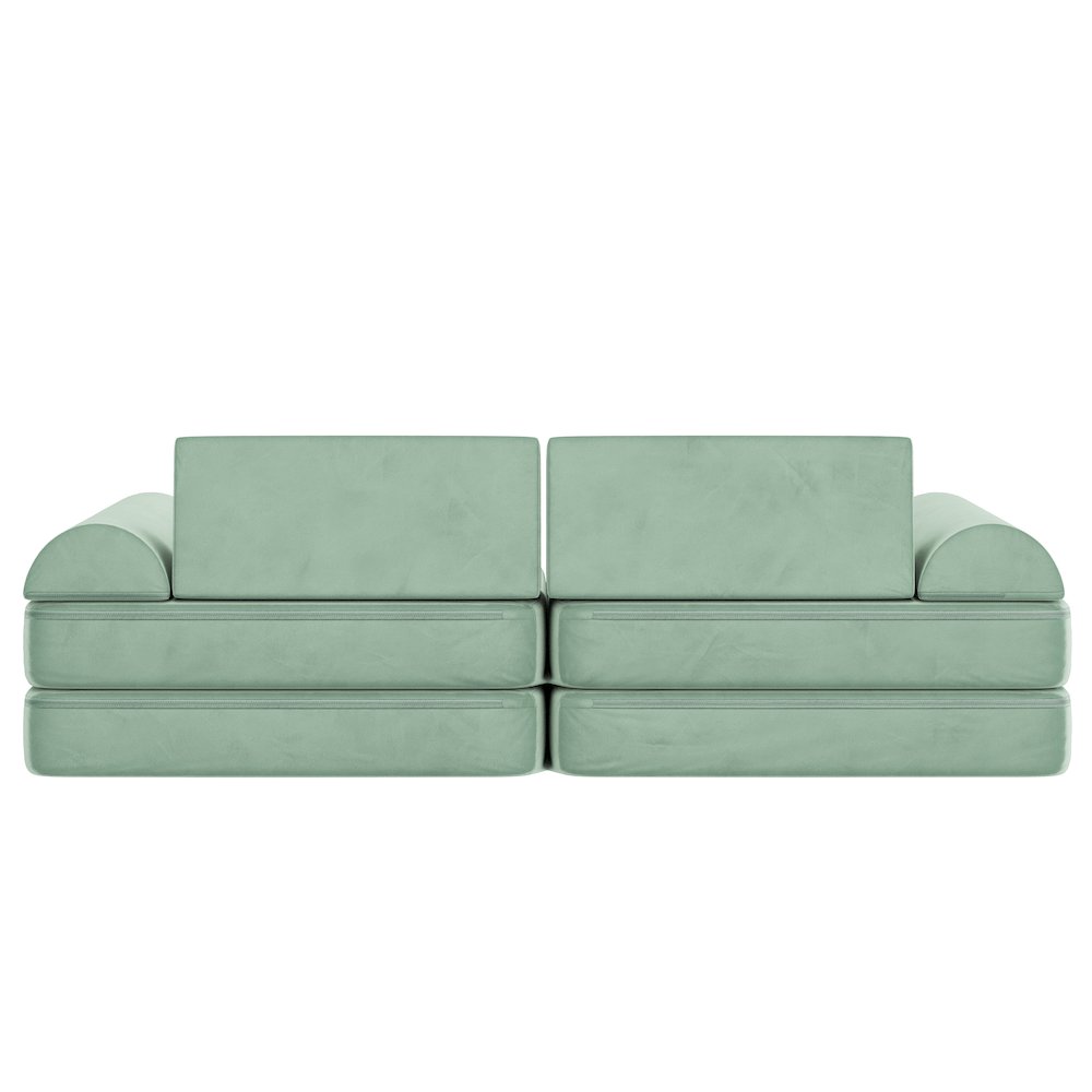 56″ Modular Kids Play Couch with 6 Soft Foam Sectional Sofa Pieces in Sage