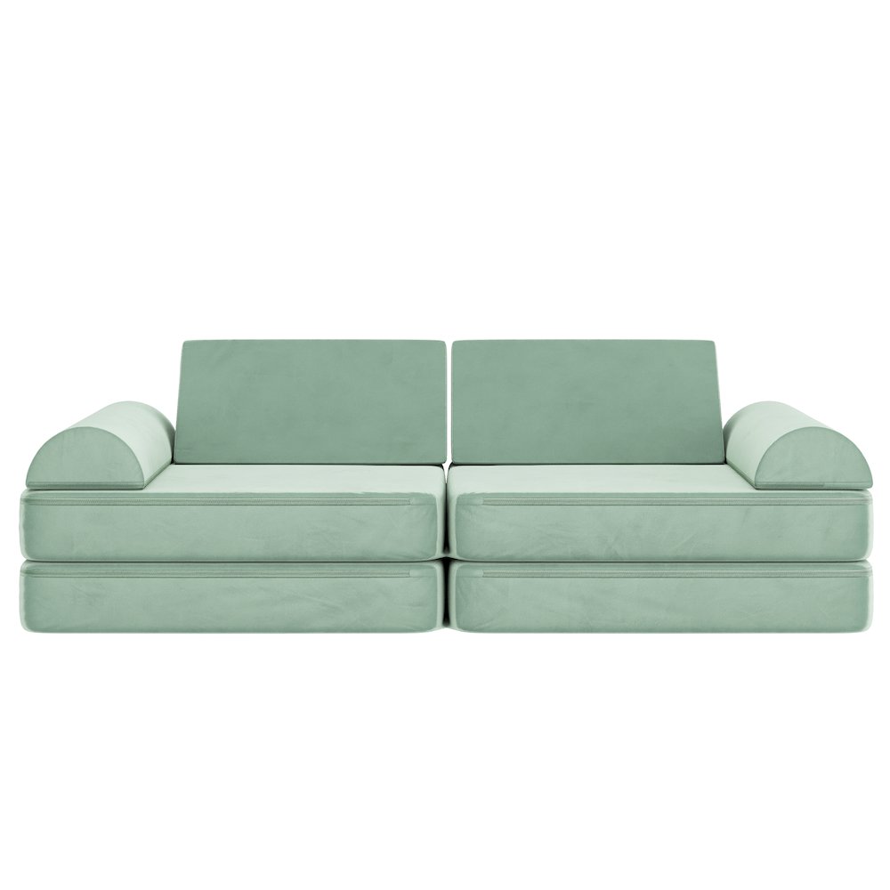 56″ Modular Kids Play Couch with 6 Soft Foam Sectional Sofa Pieces in Sage