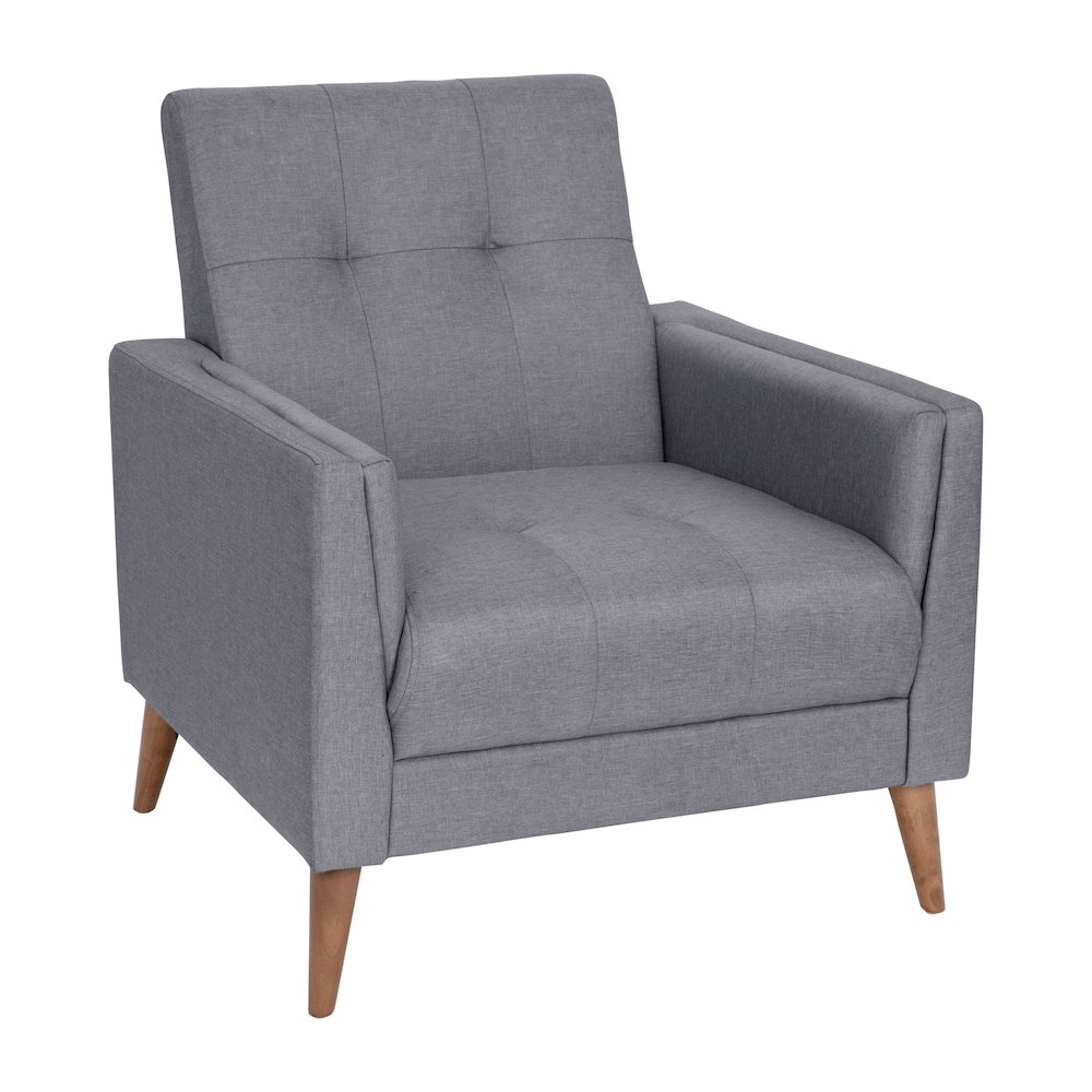 Armchair with Tufted Faux Linen Upholstery
