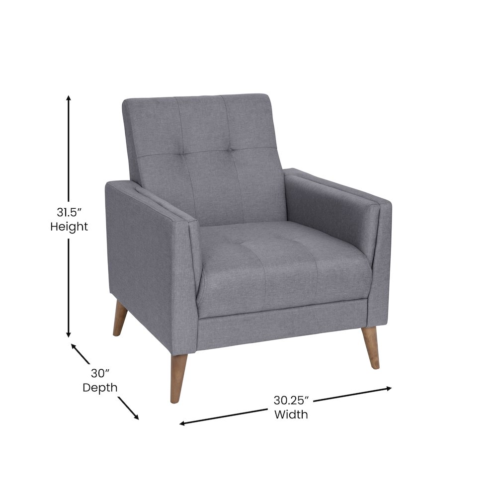 Armchair with Tufted Faux Linen Upholstery