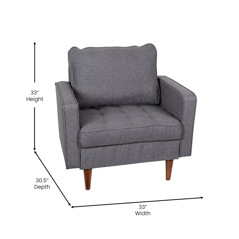 Armchair with Tufted Faux Linen Upholstery