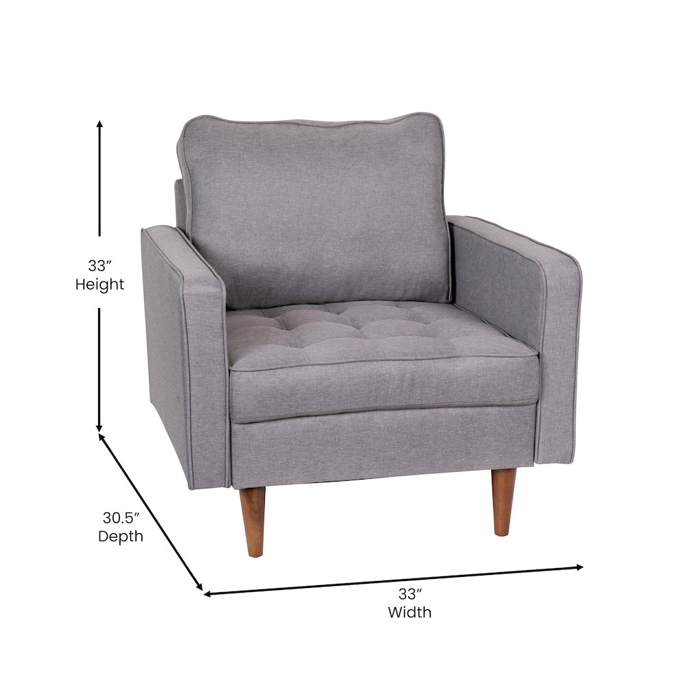 Armchair with Tufted Faux Linen Upholstery