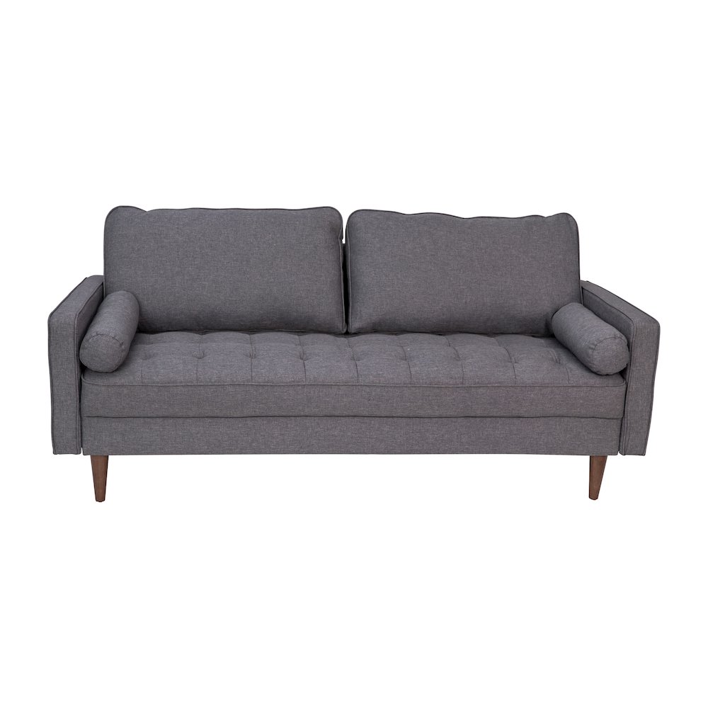 Mid-Century Sofa with Tufted Faux Linen Upholstery