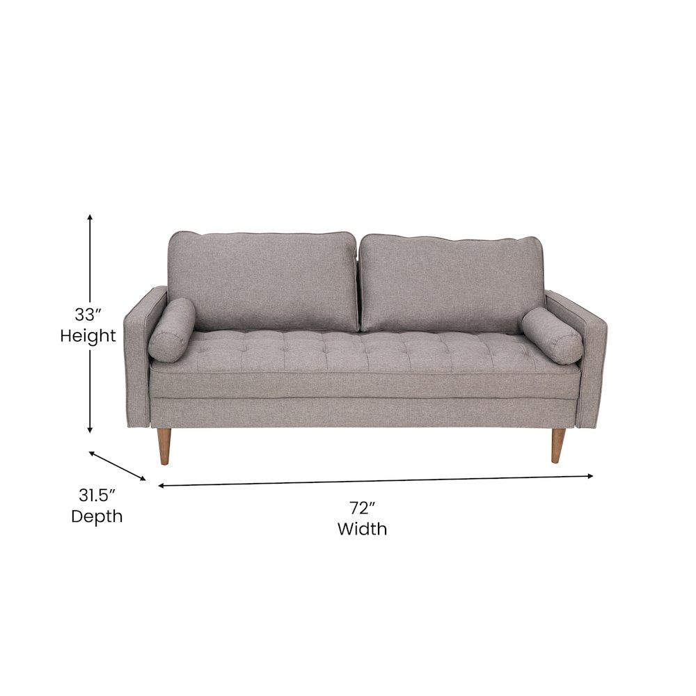 Sofa with Tufted Faux Linen Upholstery