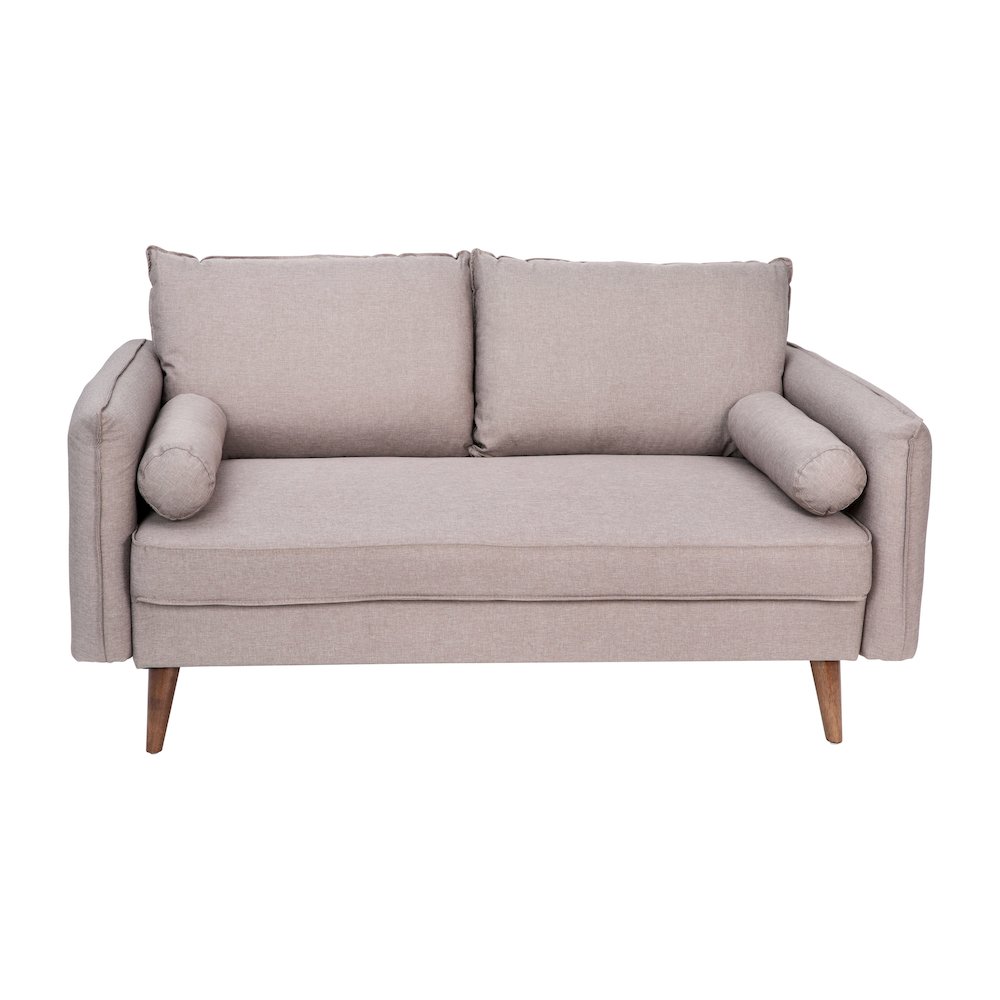 Loveseat Sofa with Faux Linen Fabric Upholstery