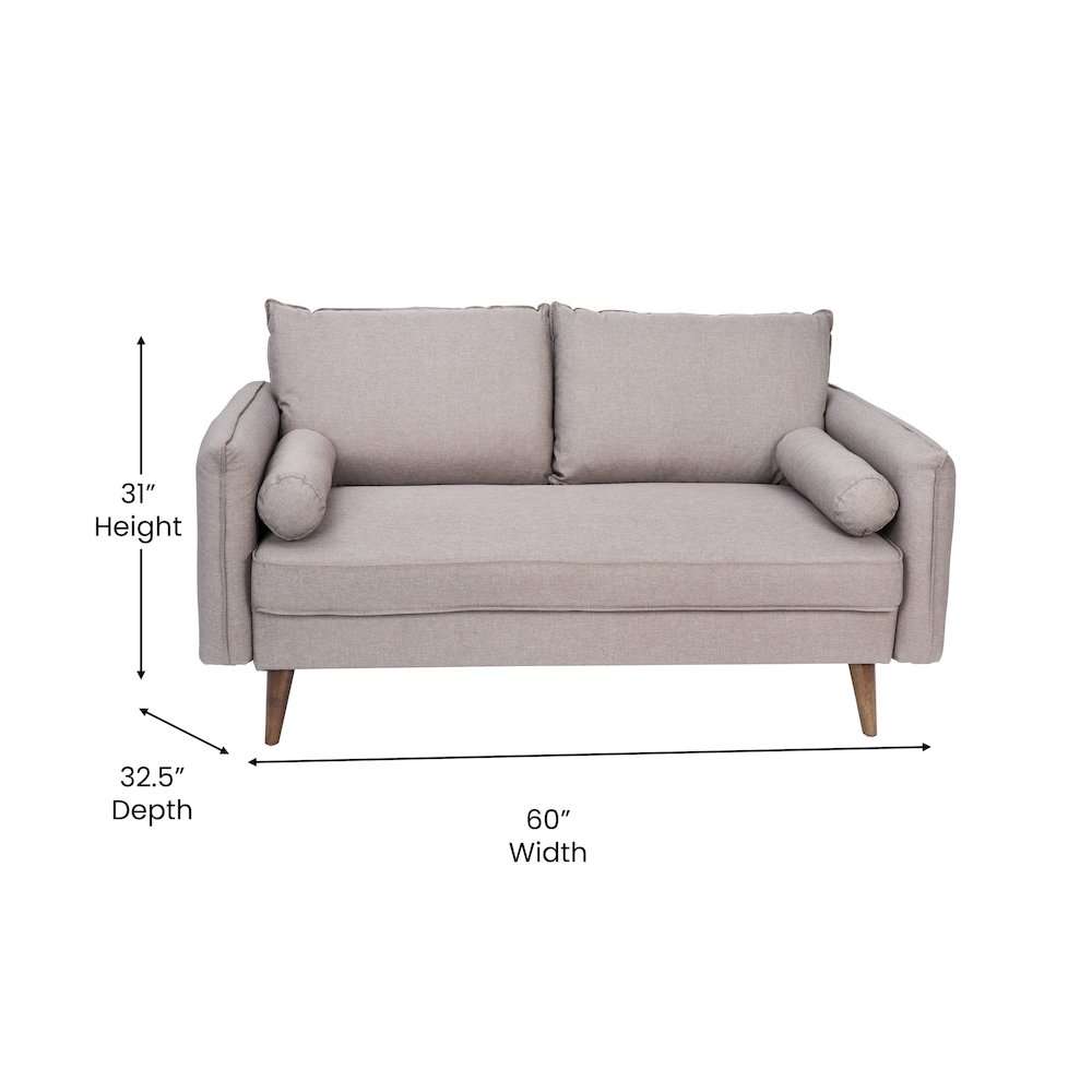 Loveseat Sofa with Faux Linen Fabric Upholstery