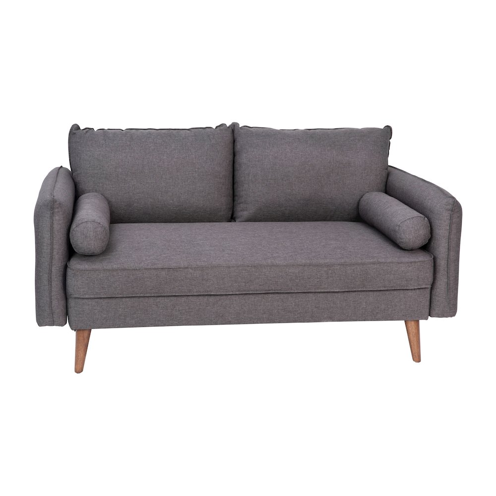 Loveseat Sofa with Faux Linen Fabric Upholstery