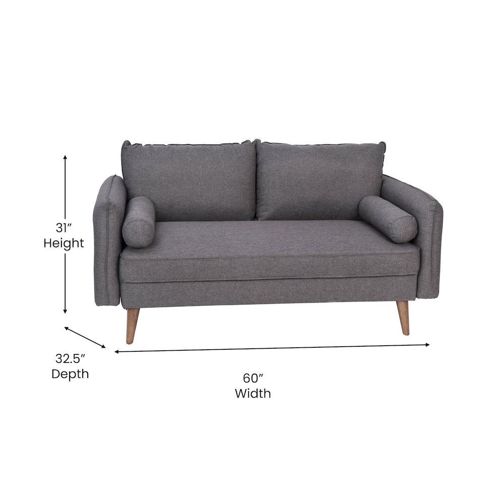 Loveseat Sofa with Faux Linen Fabric Upholstery