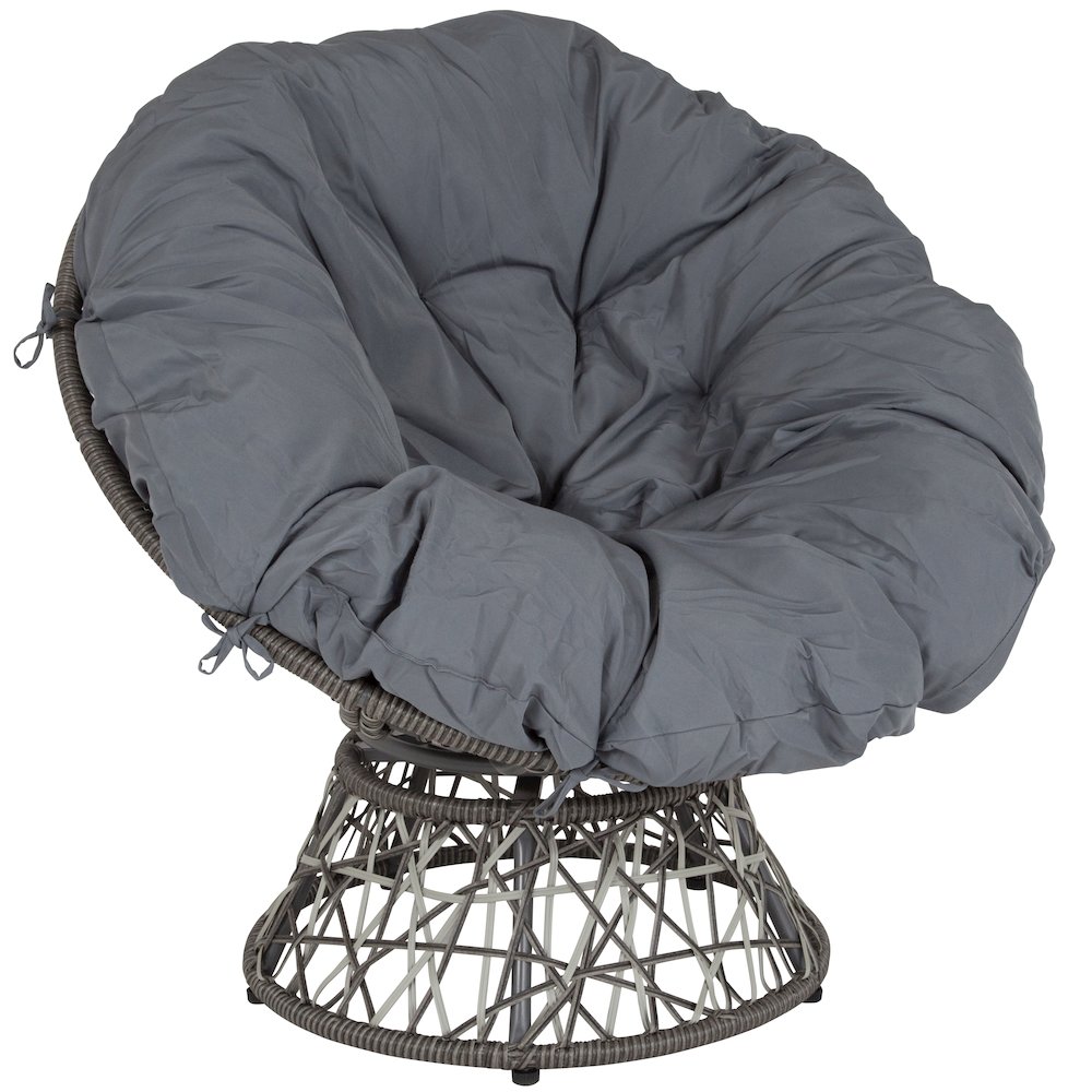 Comfort Swivel Patio Chair with Dark Gray Cushion