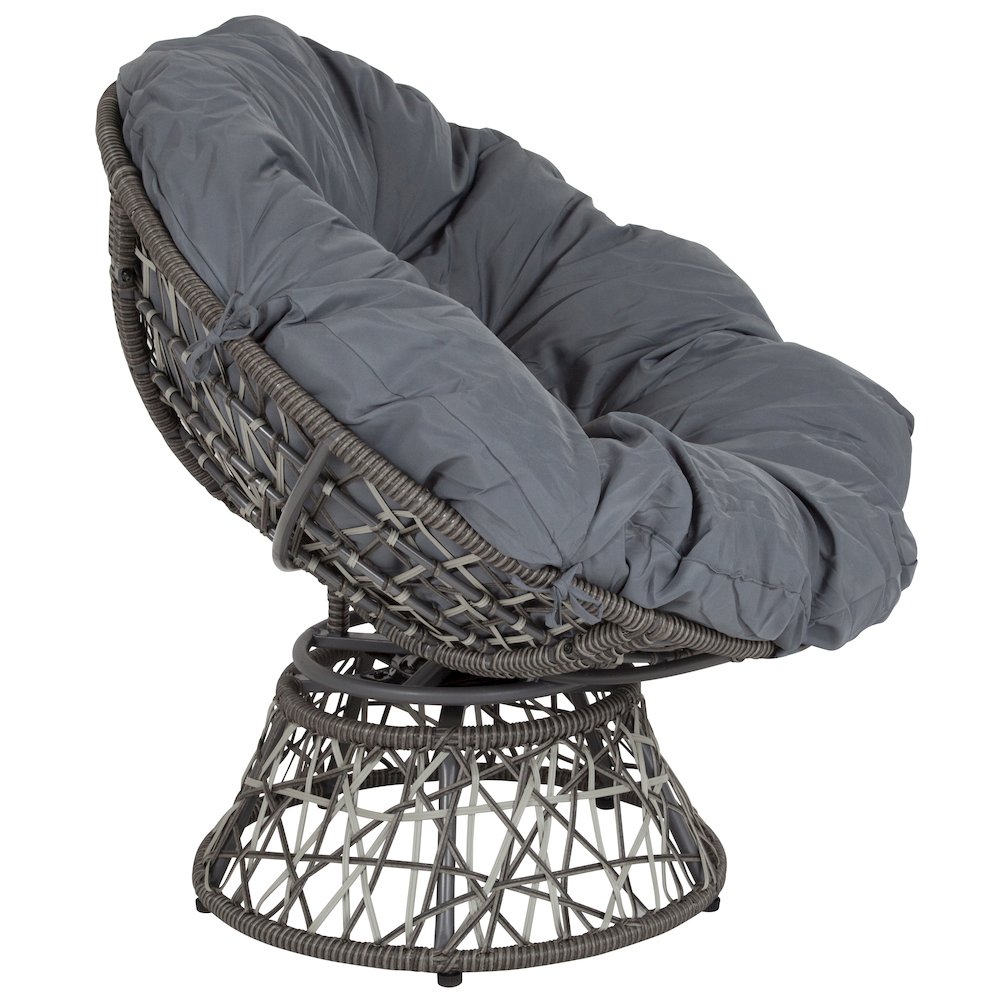 Comfort Swivel Patio Chair with Dark Gray Cushion
