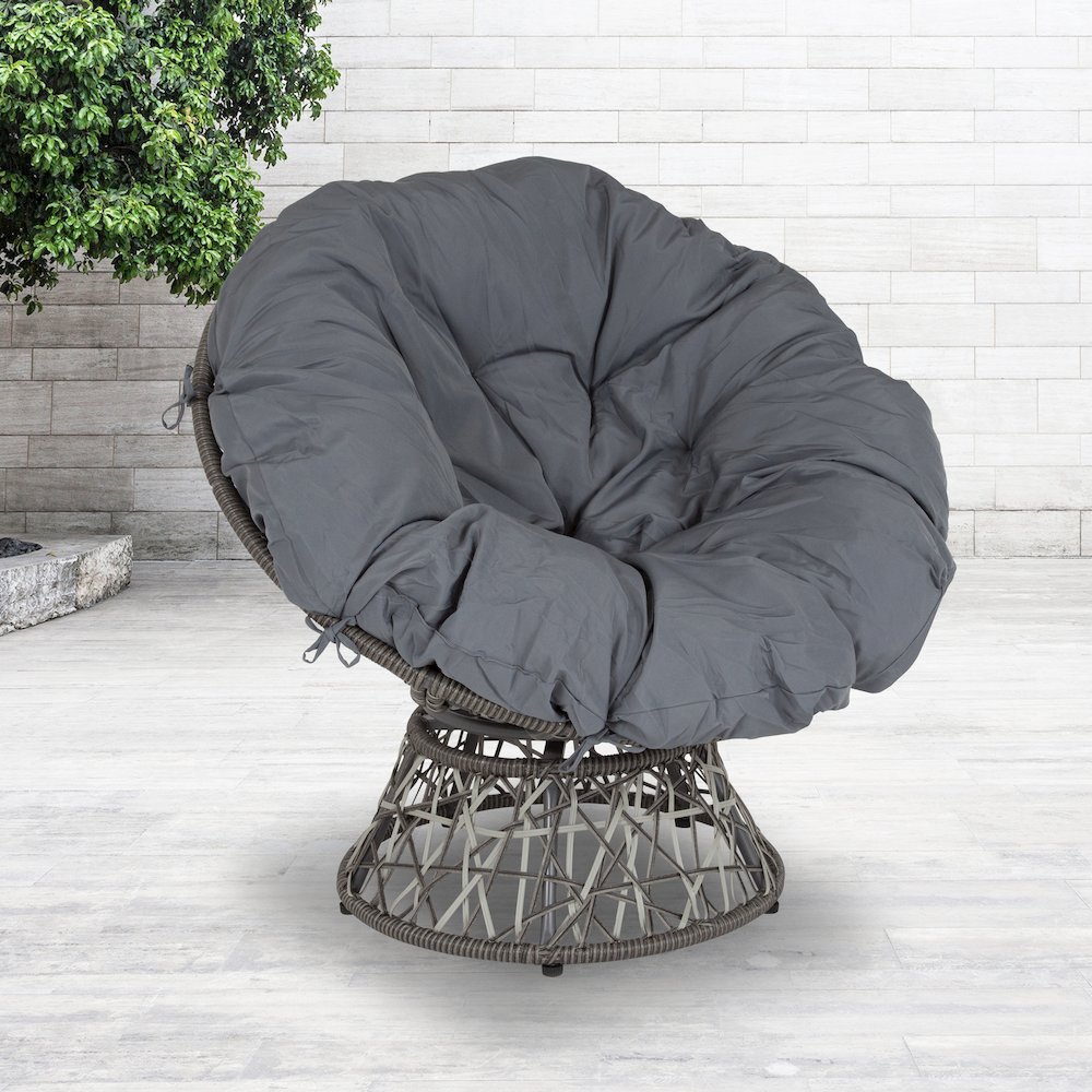 Comfort Swivel Patio Chair with Dark Gray Cushion