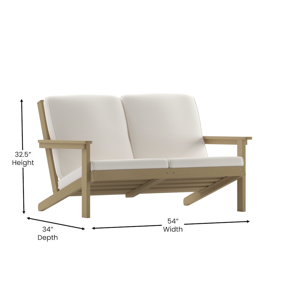 Adirondack Style Deep Seat Patio Loveseat with Cushions