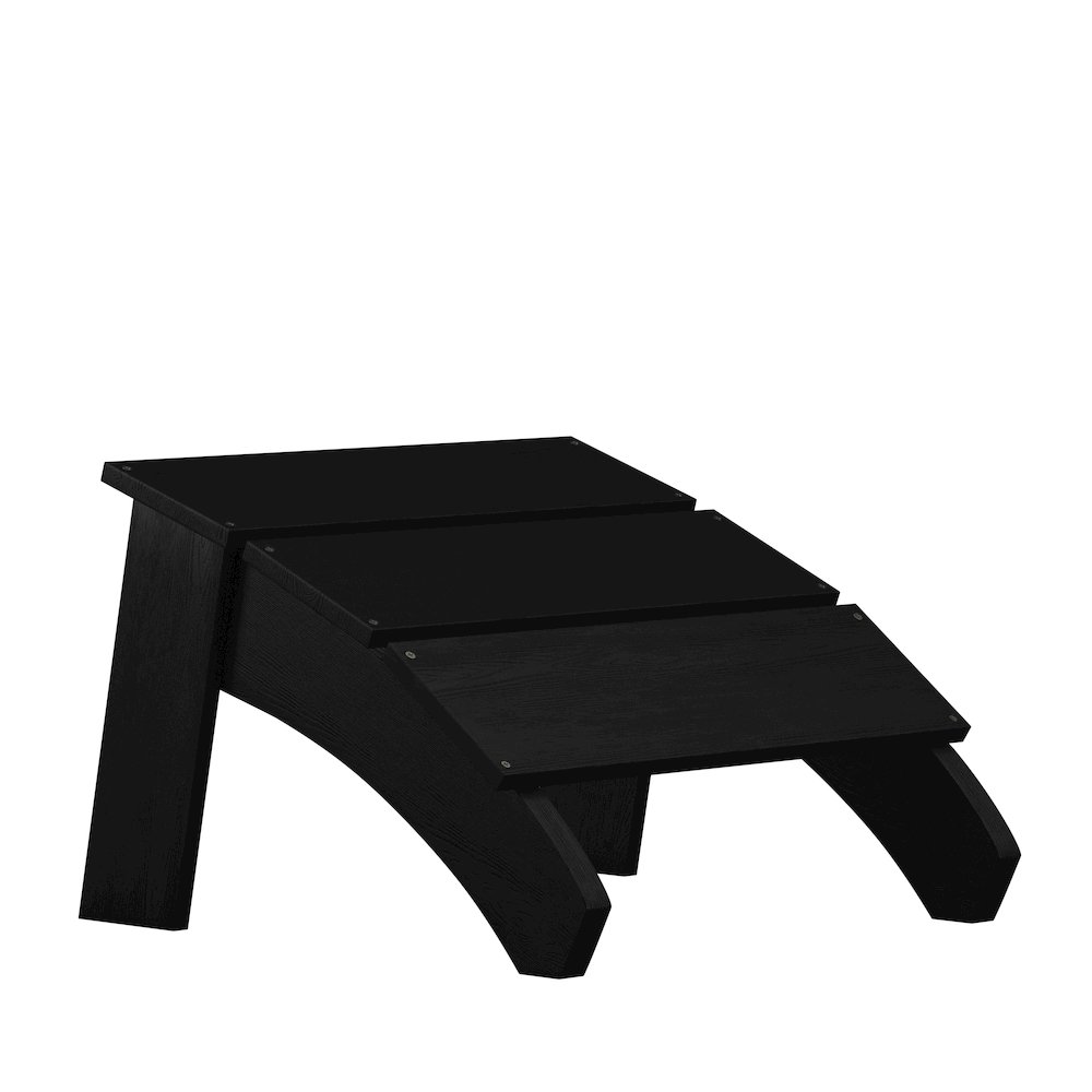 Modern All-Weather Poly Resin Wood Adirondack Ottoman Foot Rest in Black