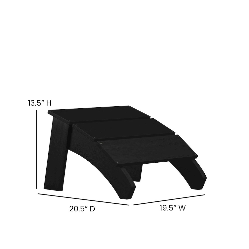Modern All-Weather Poly Resin Wood Adirondack Ottoman Foot Rest in Black