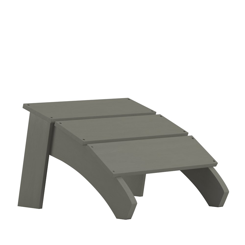 Modern All-Weather Poly Resin Wood Adirondack Ottoman Foot Rest in Gray