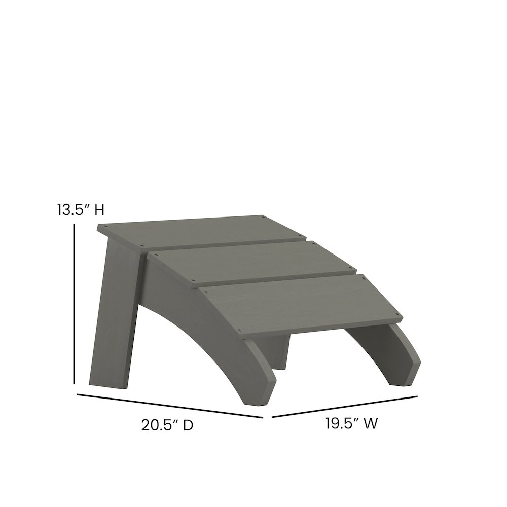 Modern All-Weather Poly Resin Wood Adirondack Ottoman Foot Rest in Gray