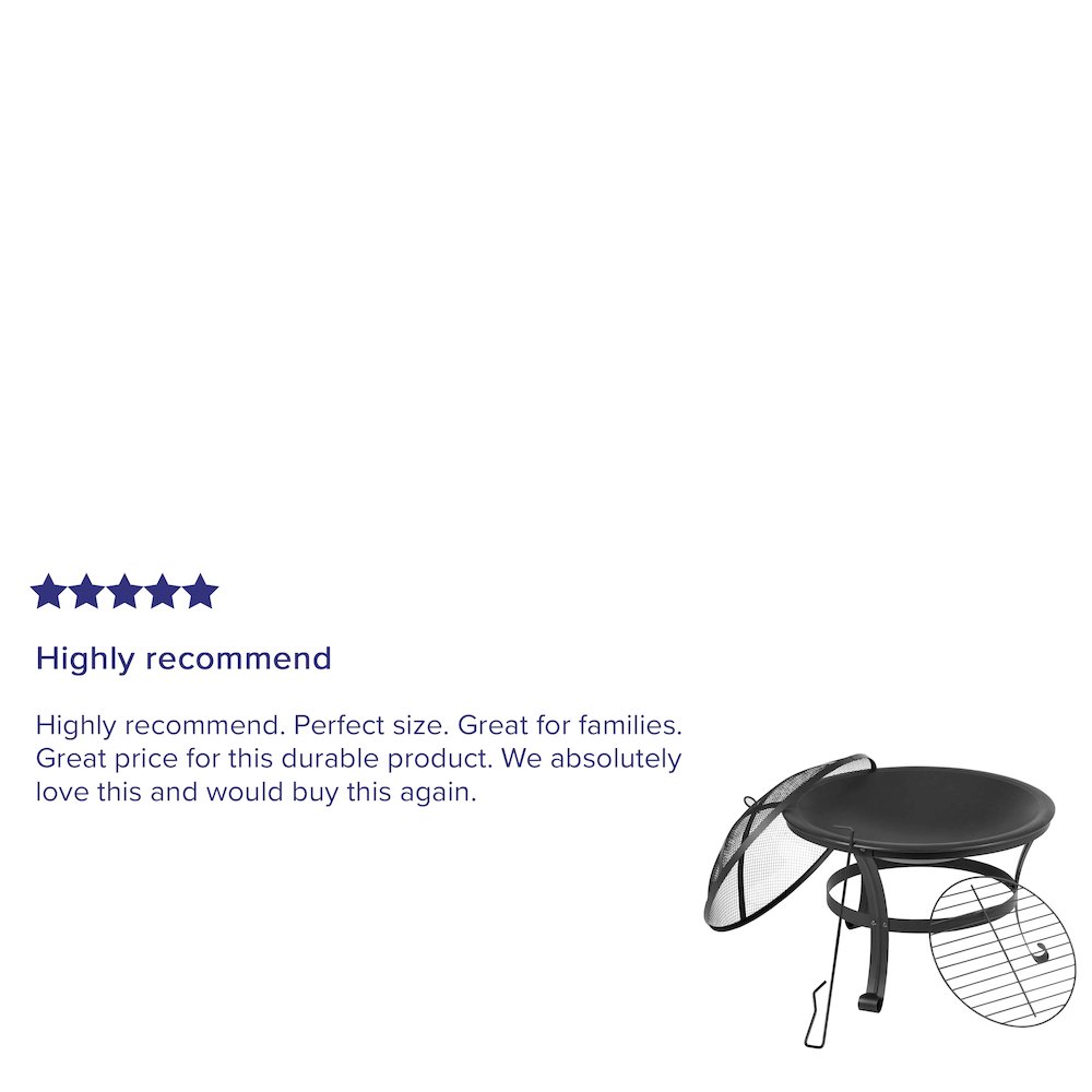 Set of 2 White Sawyer Chairs with 22″ Round Wood Burning Fire Pit