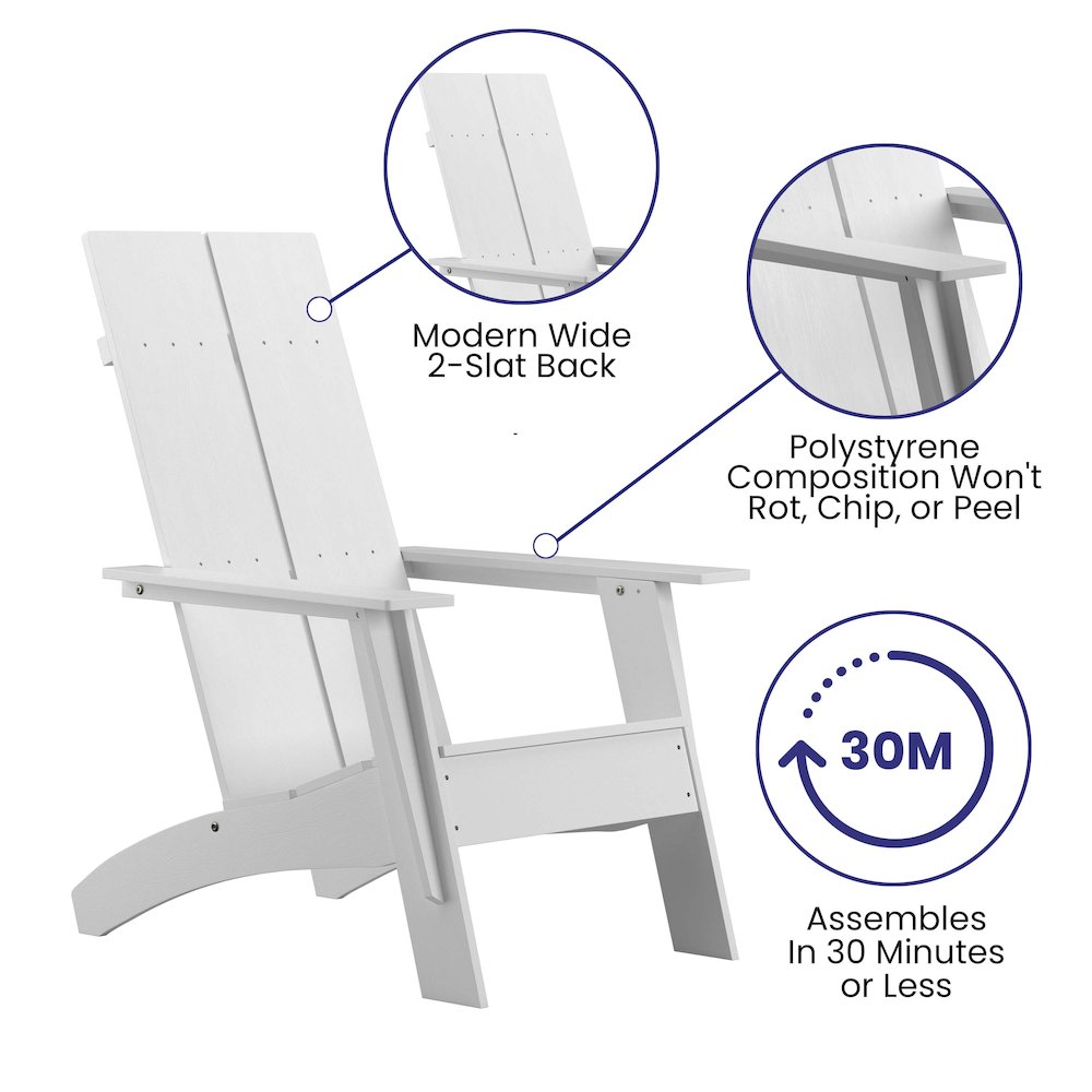 Set of 4 White Sawyer Chairs with 22″ Round Wood Burning Fire Pit