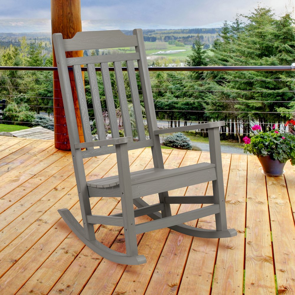 All-Weather Poly Resin Rocking Chair in Gray