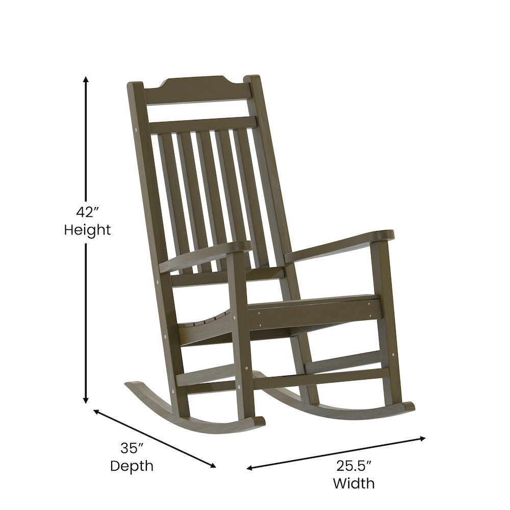Mahogany Poly Resin Rocking Chair for Indoor or Outdoor Use