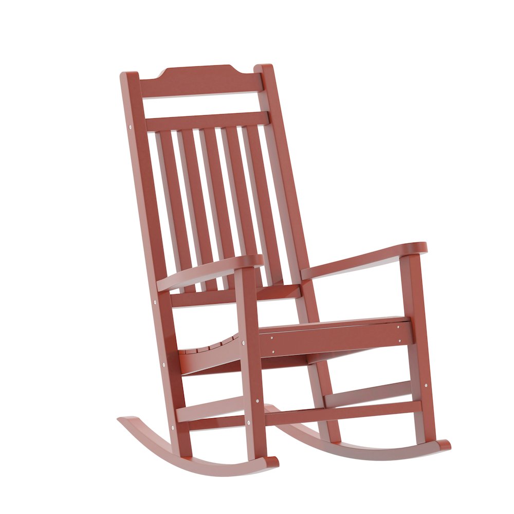 Red Poly Resin Rocking Chair for Indoor or Outdoor Use