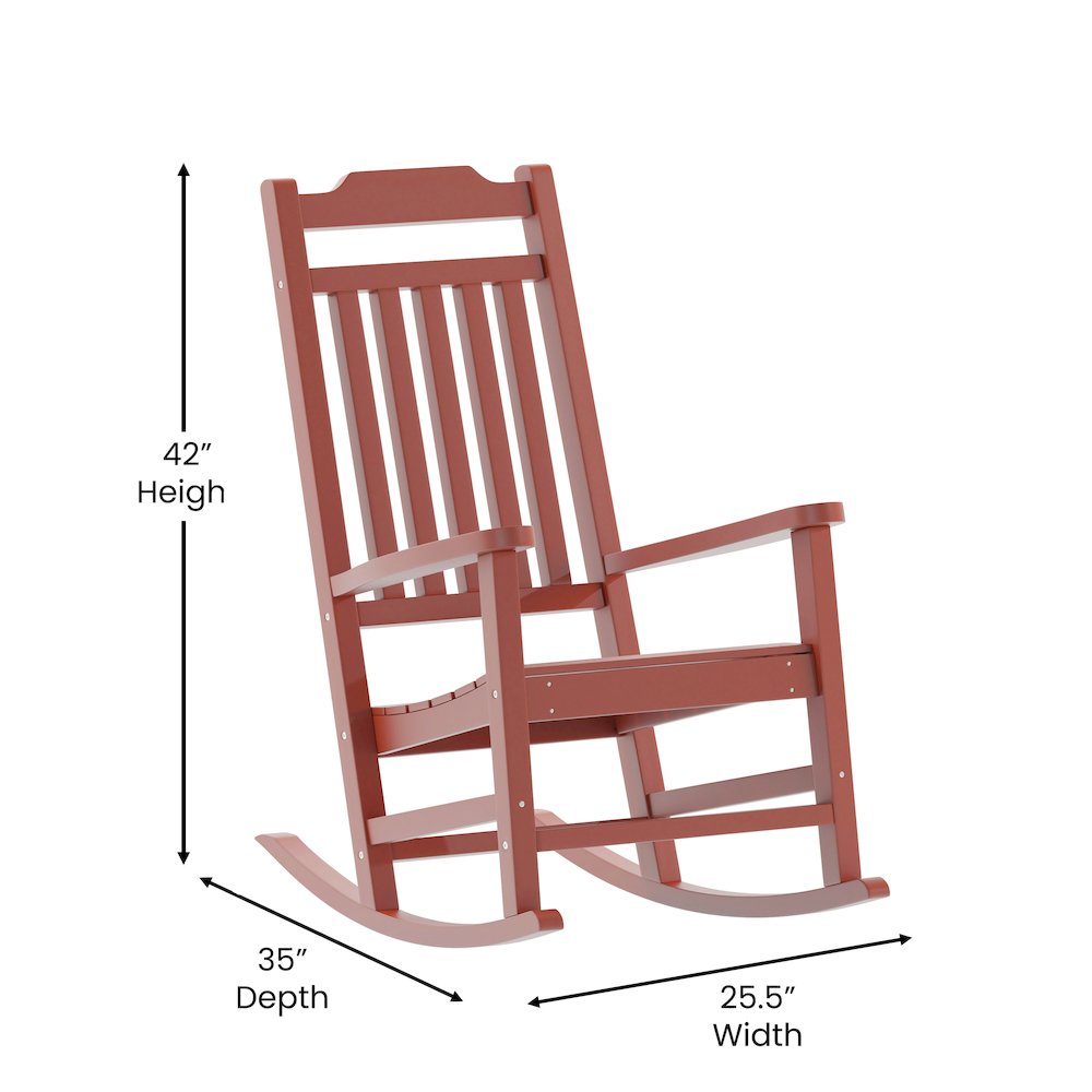 Red Poly Resin Rocking Chair for Indoor or Outdoor Use