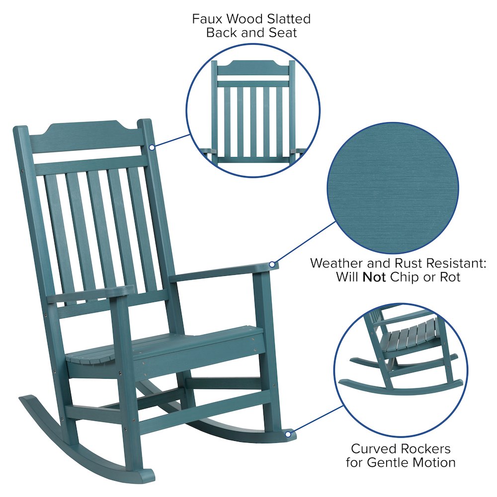 All-Weather Poly Resin Rocking Chair in Teal