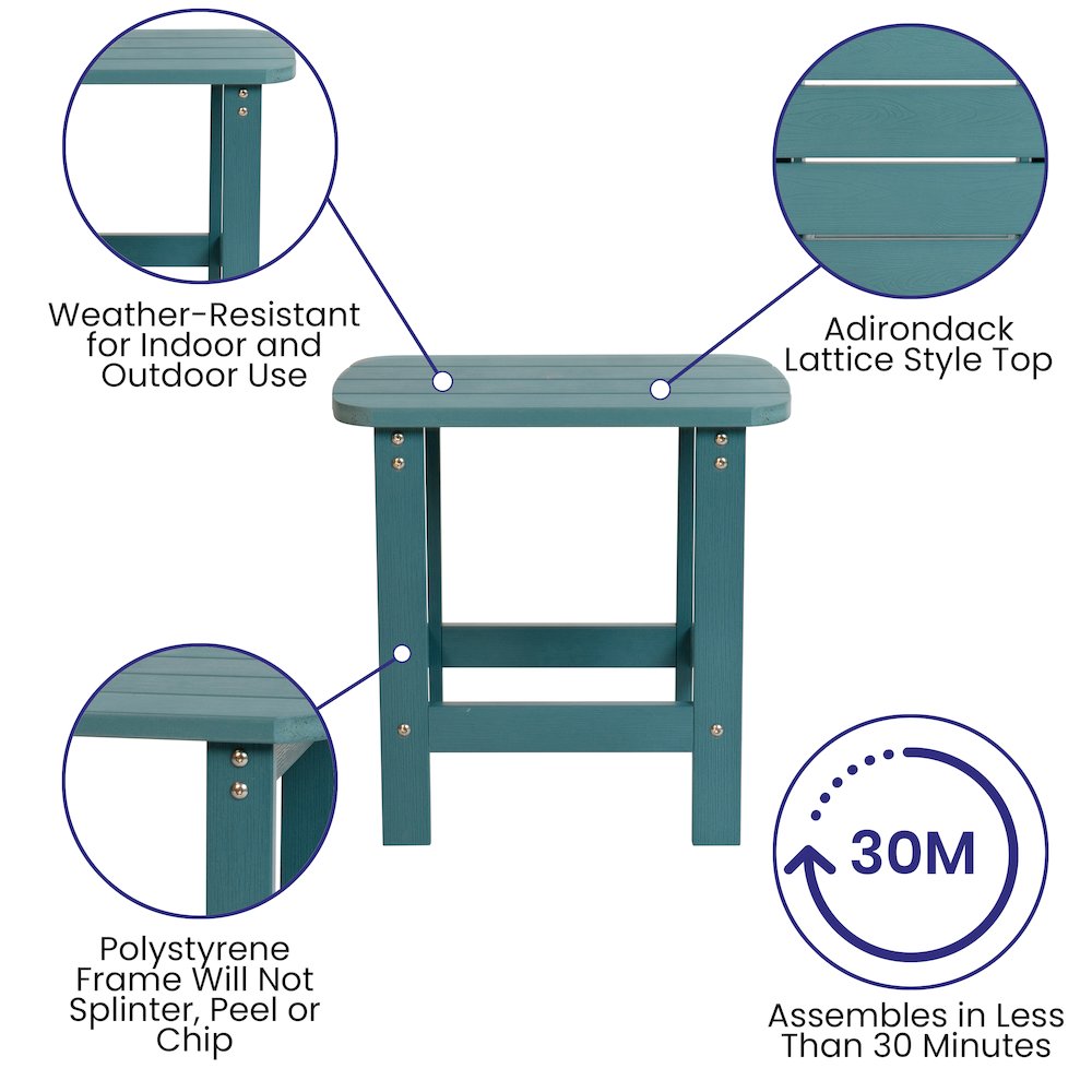 Set of 2 Adirondack Rocking Chairs with Side Table in Sea Foam