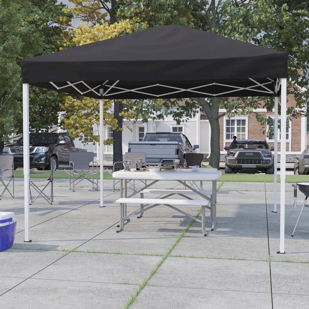 10’x10′ Black Outdoor Pop Up Event Slanted Leg Canopy Tent with Carry Bag