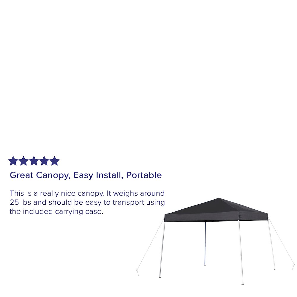10’x10′ Black Outdoor Pop Up Event Slanted Leg Canopy Tent with Carry Bag