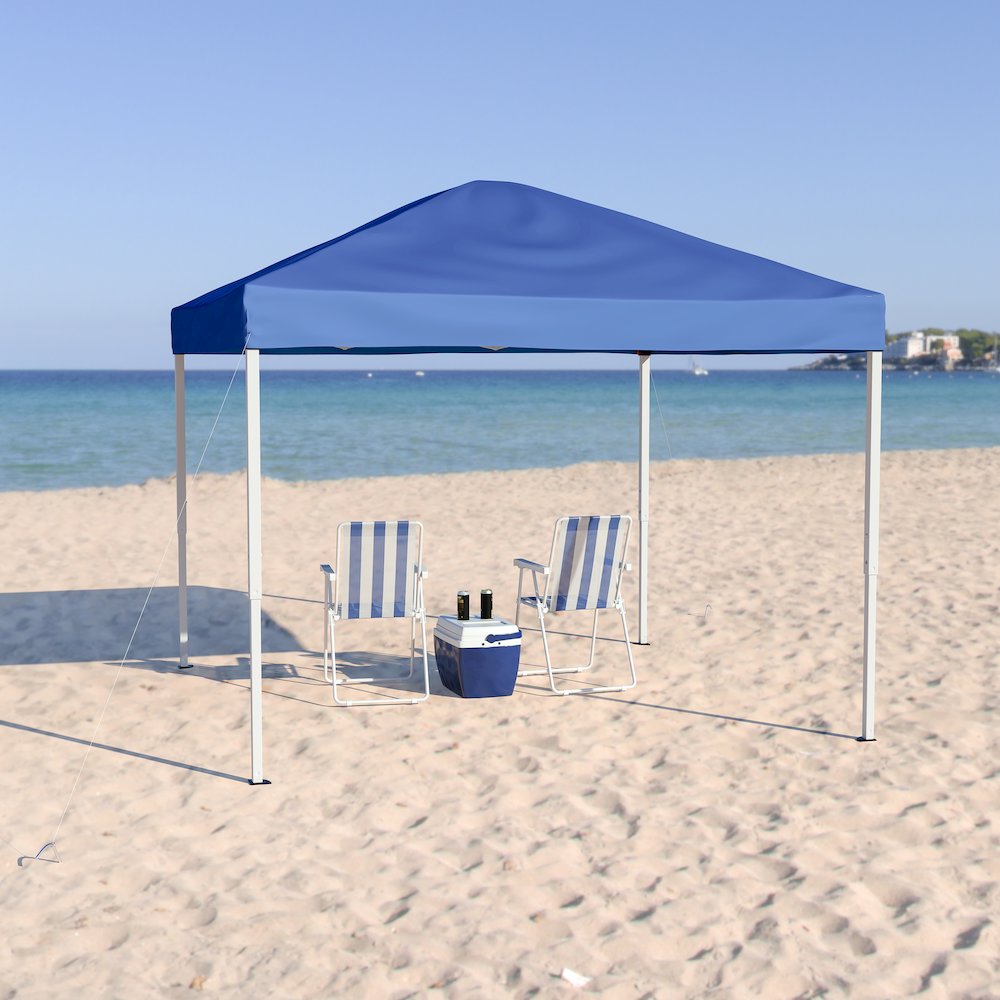 10’x10′ Blue Outdoor Pop Up Event Slanted Leg Canopy Tent with Carry Bag