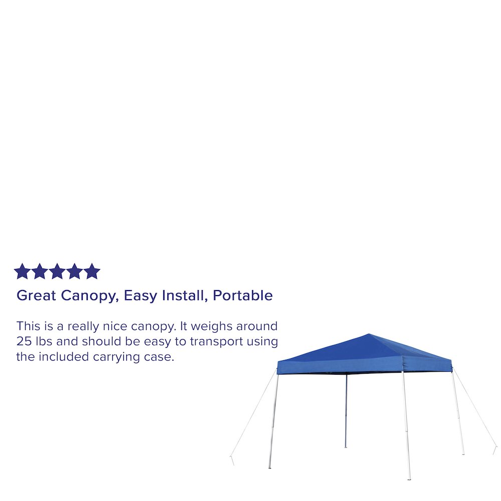 10’x10′ Blue Outdoor Pop Up Event Slanted Leg Canopy Tent with Carry Bag