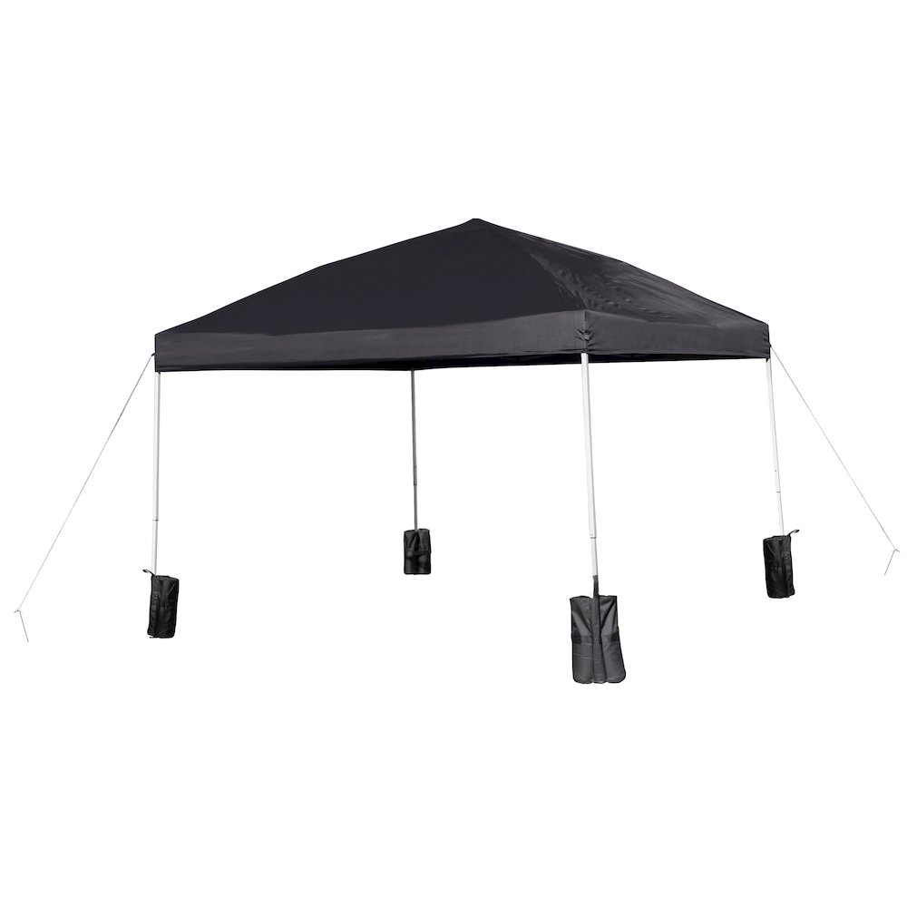 10’x10′ Black Event Straight Leg Canopy Tent with Sandbags and Wheeled Case