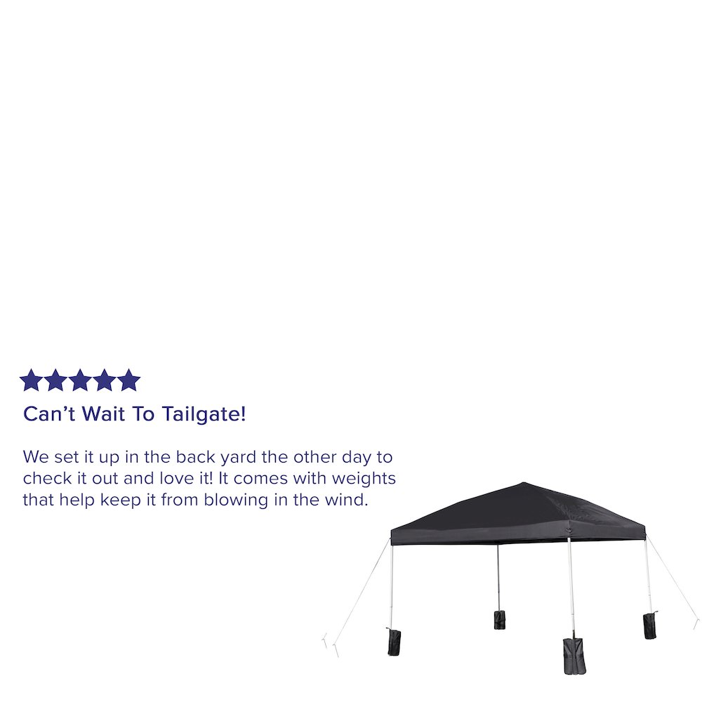10’x10′ Black Event Straight Leg Canopy Tent with Sandbags and Wheeled Case