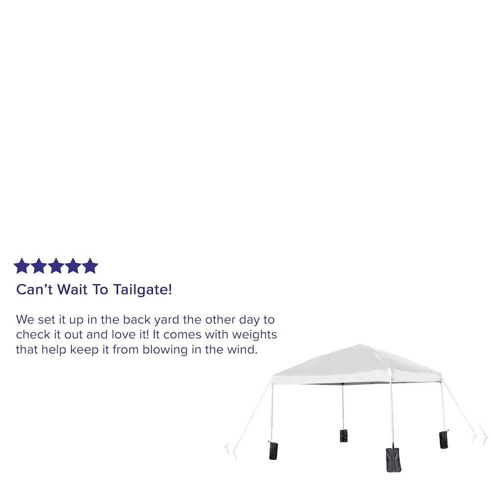 10’x10′ White Event Straight Leg Canopy Tent with Sandbags and Wheeled Case
