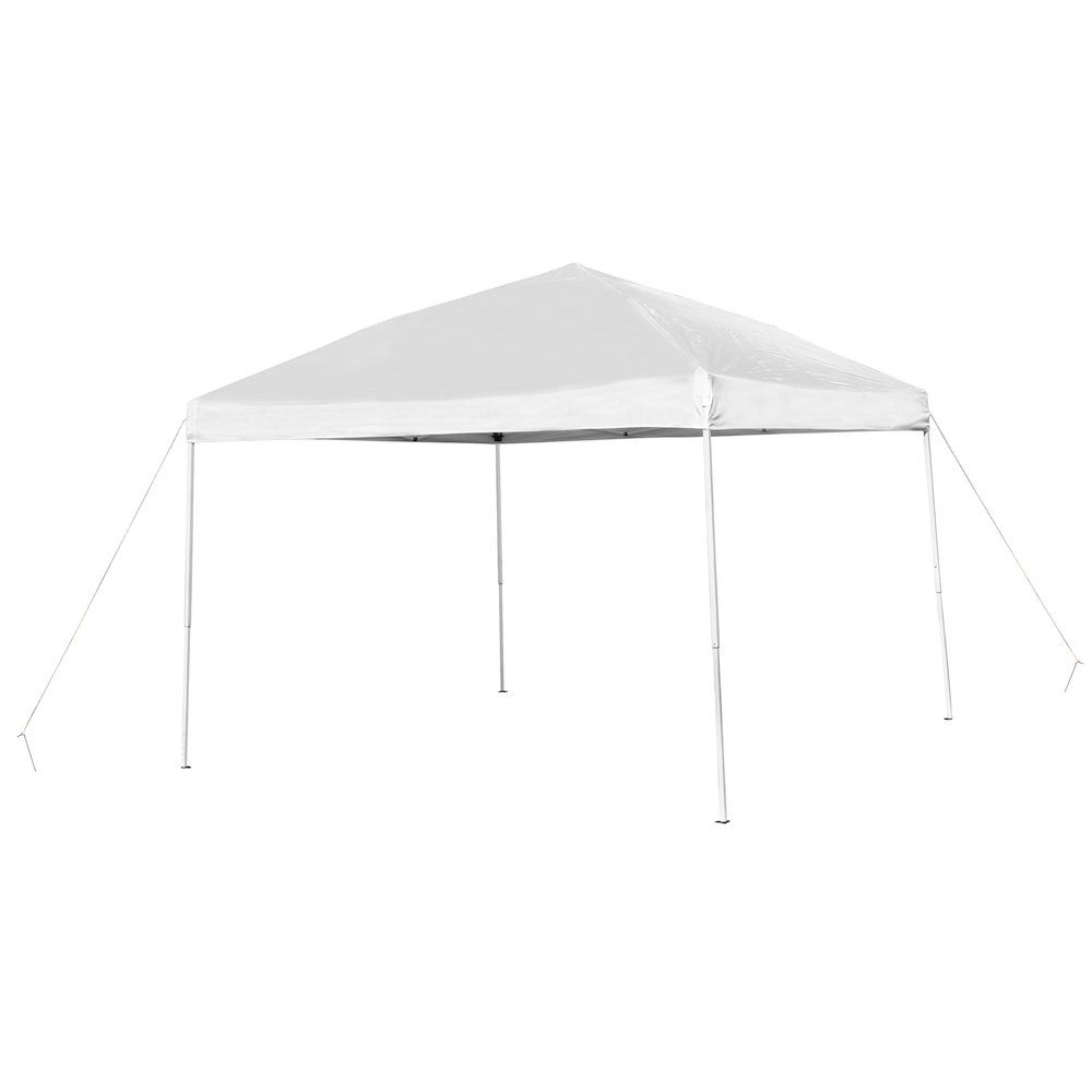 10’x10′ White Outdoor Pop Up Event Slanted Leg Canopy Tent with Carry Bag