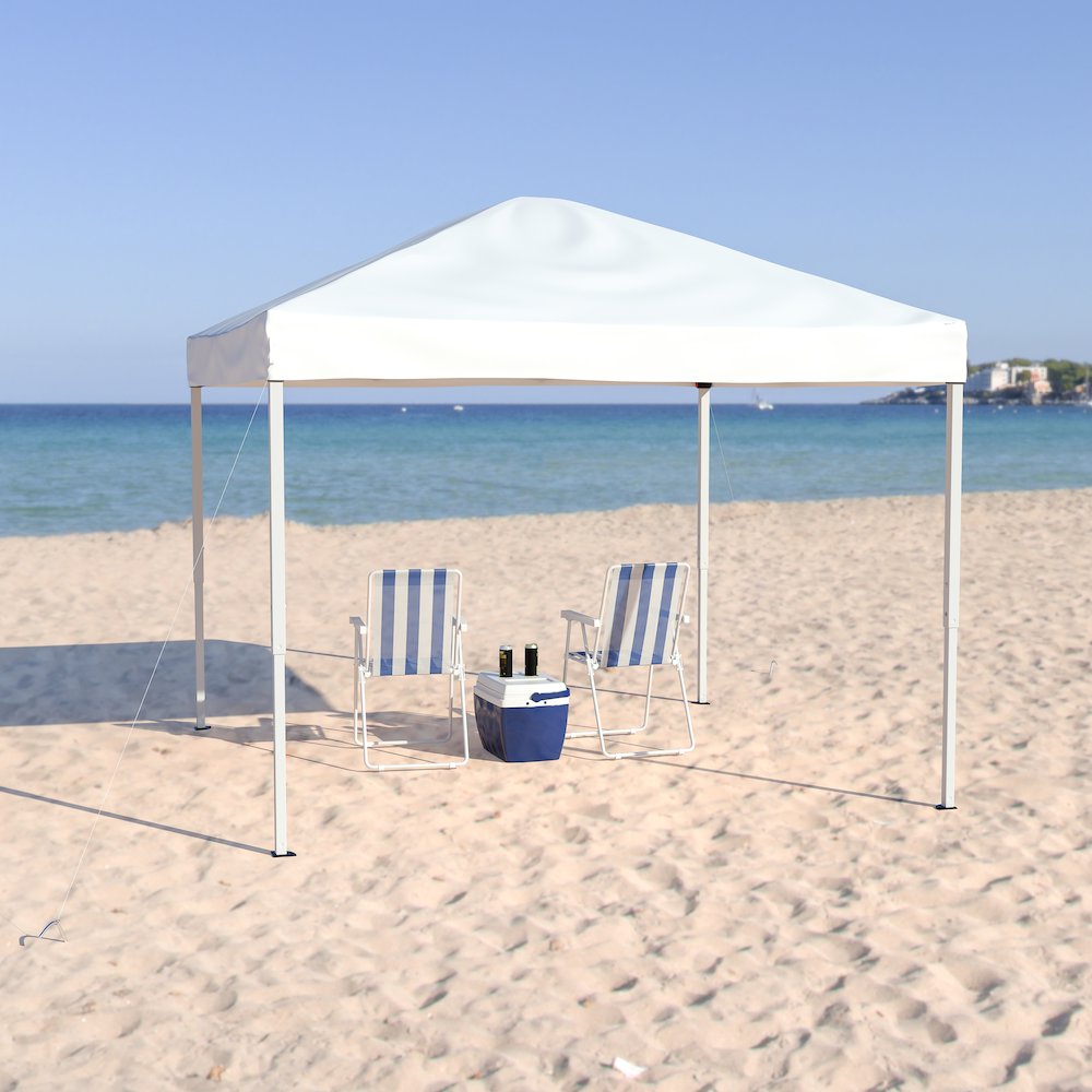 10’x10′ White Outdoor Pop Up Event Slanted Leg Canopy Tent with Carry Bag