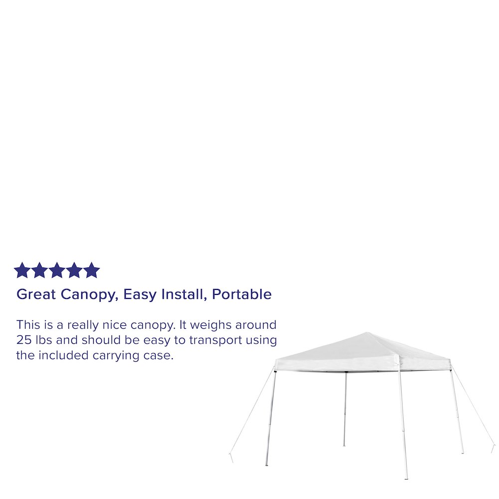 10’x10′ White Outdoor Pop Up Event Slanted Leg Canopy Tent with Carry Bag