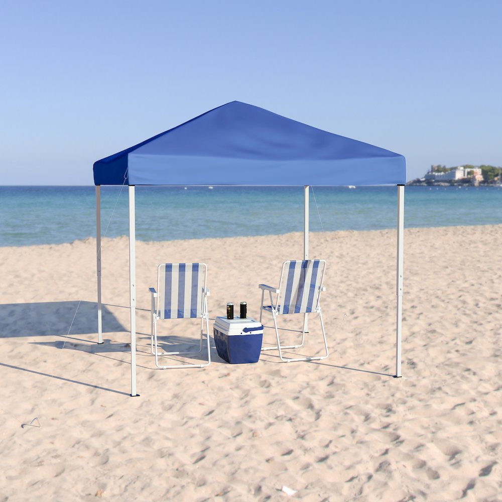 8’x8′ Blue Outdoor Pop Up Event Slanted Leg Canopy Tent with Carry Bag