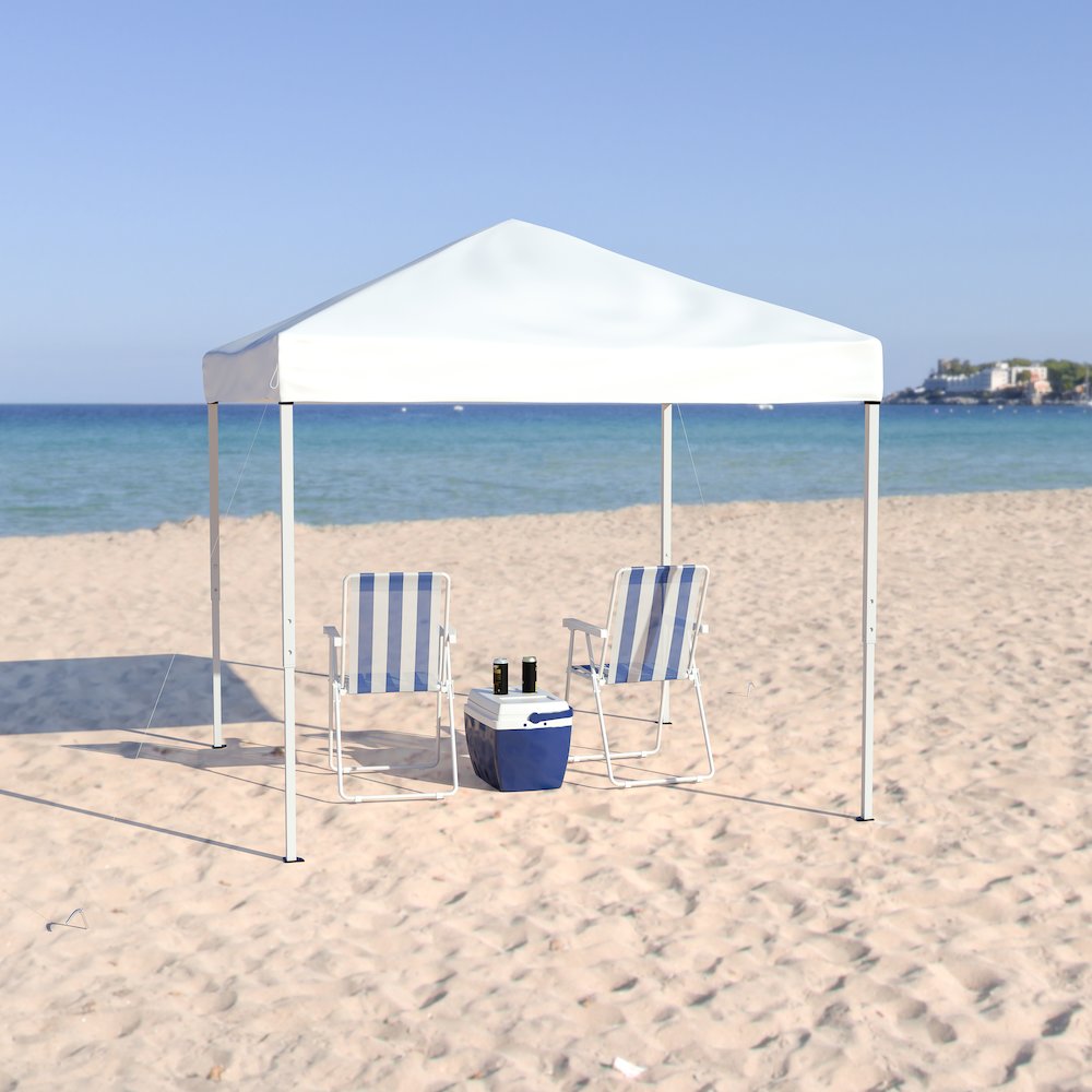 8’x8′ White Outdoor Pop Up Event Slanted Leg Canopy Tent with Carry Bag